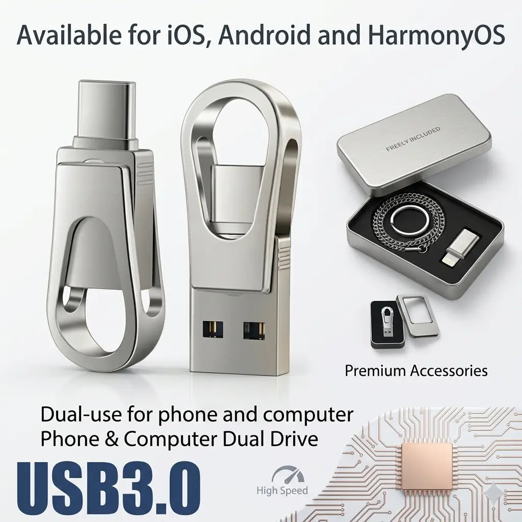 2026 Upgraded 3 in 1 USB Drive Ultra Large Capacity Type C Flash Drive High Speed OTG Memory Backup Stick for Iphone Android Phone Computer Student Tech Essentials