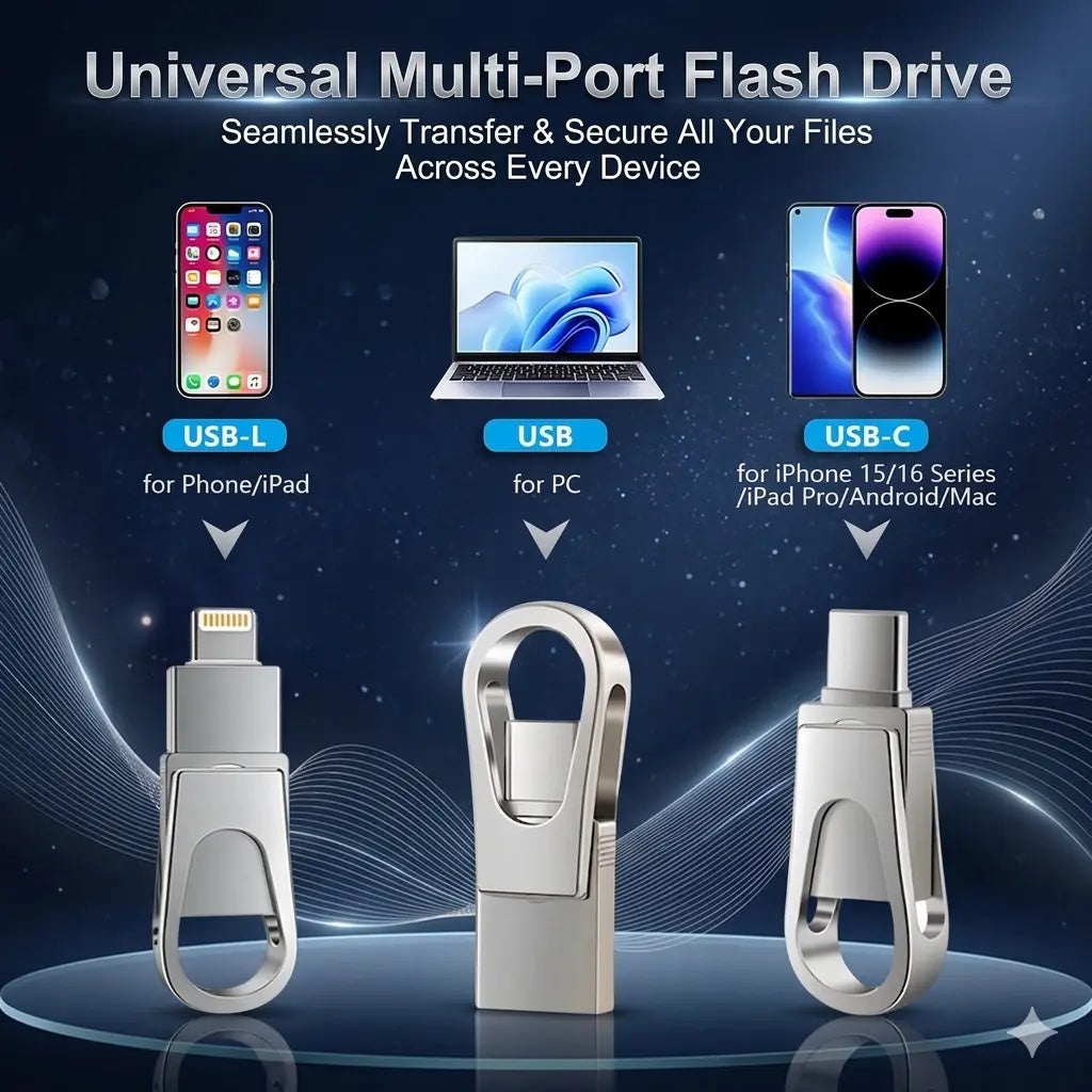 2026 Upgraded 3 in 1 USB Drive Ultra Large Capacity Type C Flash Drive High Speed OTG Memory Backup Stick for Iphone Android Phone Computer Student Tech Essentials