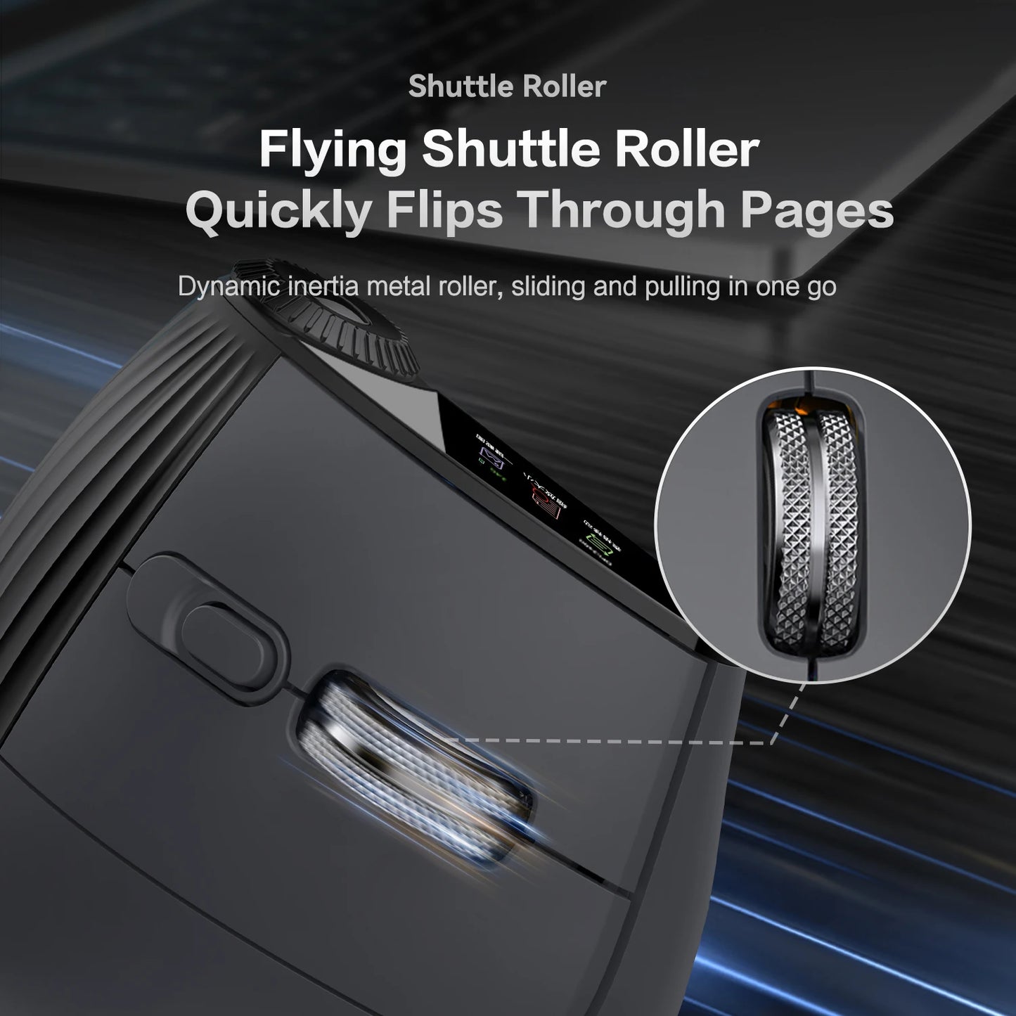 RGB Backlit Speed Roller Wireless Vertical Mouse with Function Adjustment Knob Bluetooth USB Ergonomic Mice Slient Click