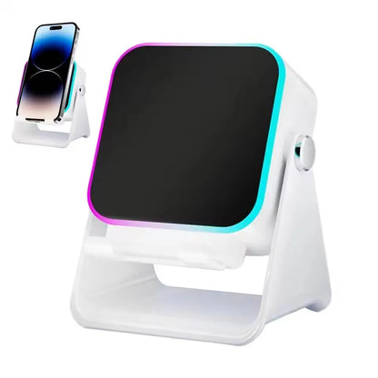 Transform Your Space with the Magnetic Induction Wireless Bluetooth Speaker Phone Stand – RGB Lights & 5000mAh Power Bank!