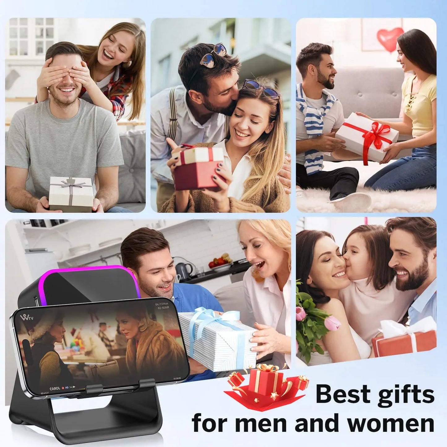 Transform Your Space with the Magnetic Induction Wireless Bluetooth Speaker Phone Stand – RGB Lights & 5000mAh Power Bank!