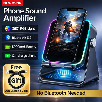 Transform Your Space with the Magnetic Induction Wireless Bluetooth Speaker Phone Stand – RGB Lights & 5000mAh Power Bank!