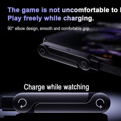 Sideways Phone Charger,Invisible Stand Charging Cable,Built in Phone Stand Charging Cord with Folding Phone Stand 2-In-1 Holder